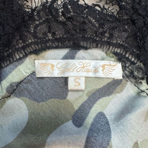 EUC Gold Hawk Women's Camouflage Lace Silk Cami Top Size S Multicolor - Picture 3 of 4